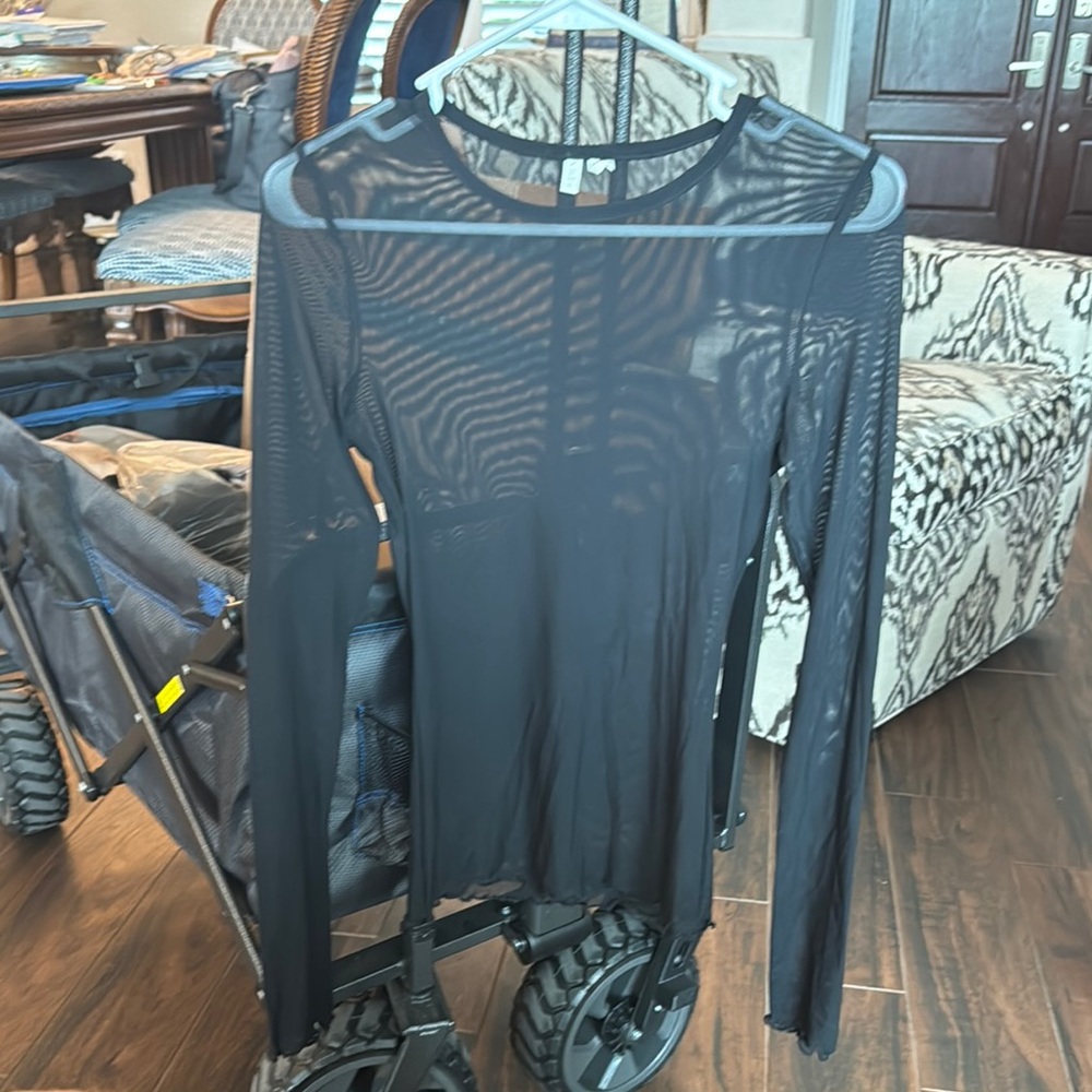 Urban Outfitters Black Sheer Long Sleeve Top